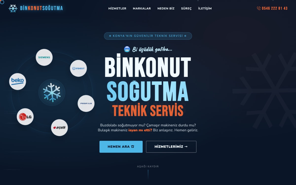 Binkonut Soğutma web sitesi