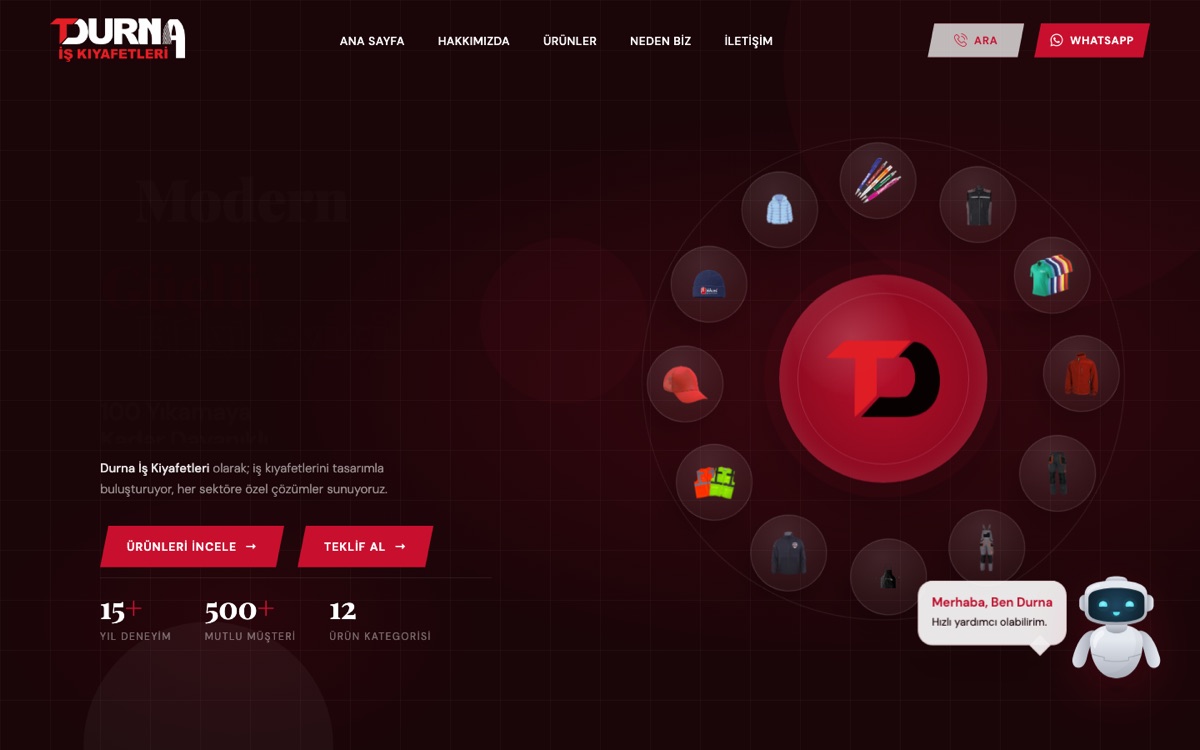 Durna İş Kıyafetleri web sitesi