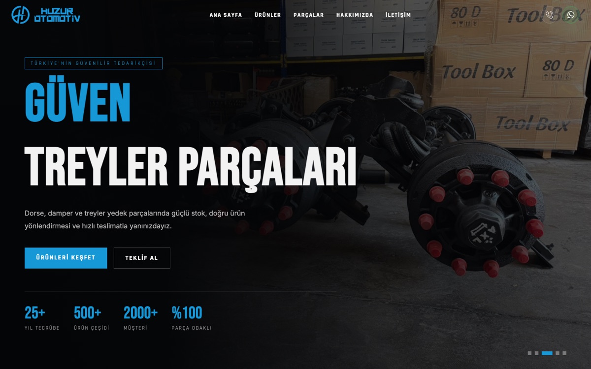 Huzur Otomotiv web sitesi